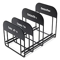 GreenPan Stainless Steel Wire Cookware Storage Rack, 5 Frying Pan Compartments, Countertop or Cabinent Organizer, Minimizes Clutter, Fast Drying, Wipes Clean, Black