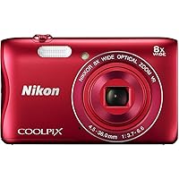 Nikon COOLPIX S3700 Digital Camera with 8x Optical Zoom and Built-In Wi-Fi (Red)