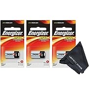 Energizer A544 6-Volt Photo Battery 3 Pack With Cloth - With Loopacell Brand Microfiber Cleaning Cloth Ultra Smooth, Colors May Vary