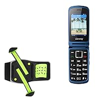 BoxWave Holster Compatible with Uleway 3G Senior Flip Phone - FlexSport Armband, Adjustable Armband for Workout and Running - Stark Green