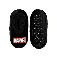 Marvel Logo Boys Fuzzy Babba Slippers Small/Medium (8-13) Black