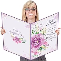 Jumbo Happy Mother's Day Floral Greeting Card with Envelope DaySpring Floral Love Mom Best Mom Huge Giant Card Gift for Boys Girls guest book Signature Card Big Shaped Card Large 14 x 21.26inch