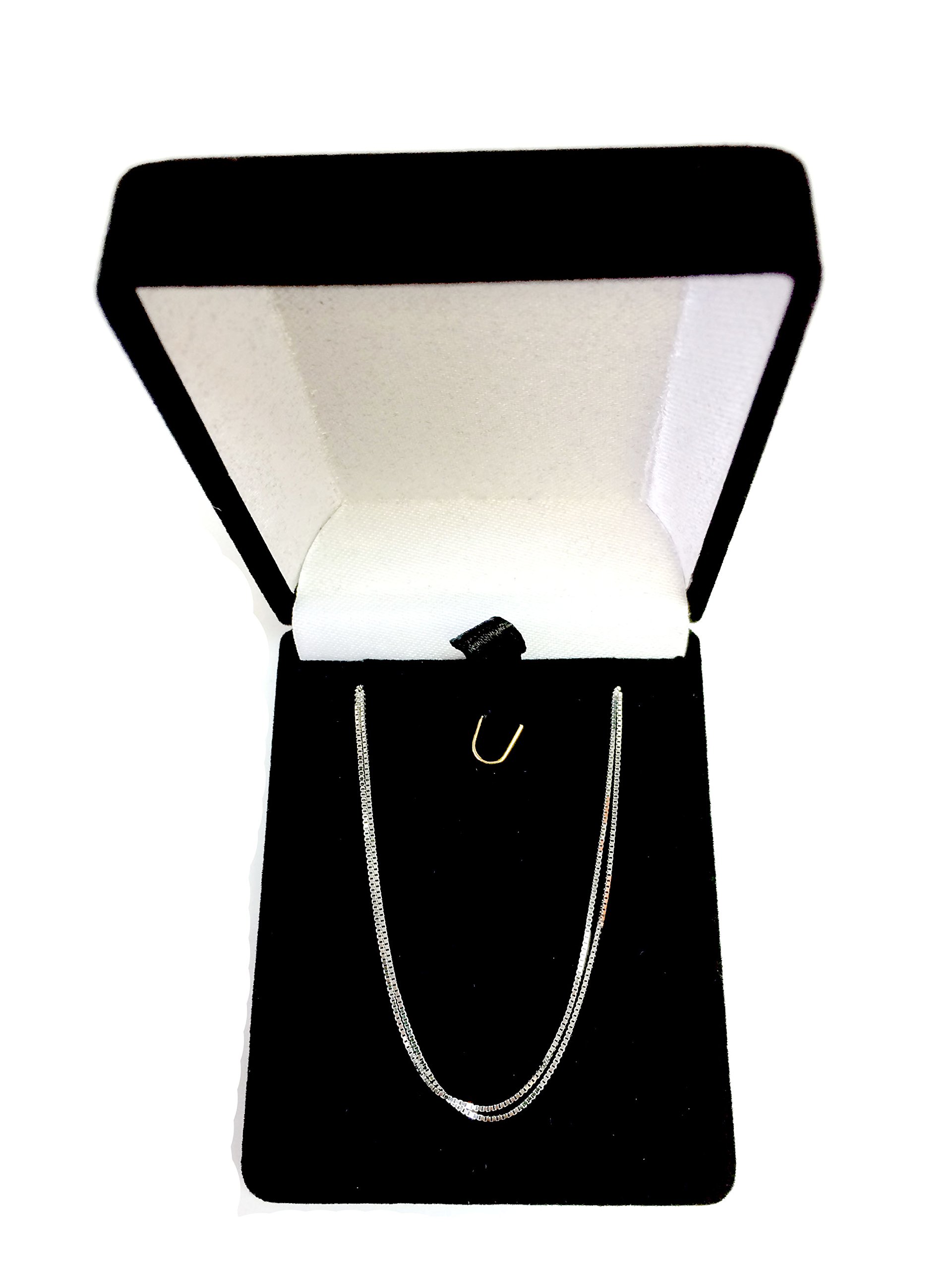 Jewelry Affairs 14k White Solid Gold Mirror Box Chain Necklace, 0.7mm