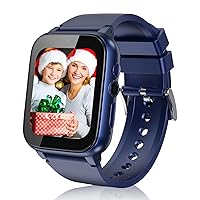 Goodatech 1.69'' Smart Watch for Kids 4-12 Years Boys Girls, 26 Puzzle Games,HD Camera,Video Music Player,Pedometer,Flashlight,Alarm Clock,Learn Card,Audio Book,Smartwatch for Children Gifts (Blue)