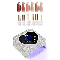 GAOY Icy Jelly Gel Nail Polish Set of 6 Colors Including Red Pink Nude Gel Polish Kit and Cordless UV Light for Gel Nails
