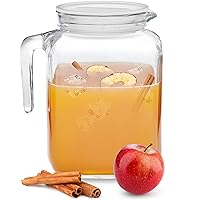 Bormioli Rocco Hermetic Seal Pitcher With Lid and Spout [68 Ounce] for Homemade Juice & Iced Tea or for Glass Milk Bottles, Clear