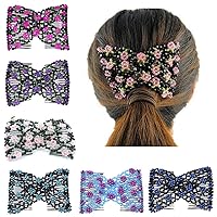 Ruihfas Magic Hair Side Combs Stretch Double Clips Hair Combs Bun Maker Hair Accessories for Women Girls Thick and Thin Hair, Pack of 6