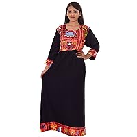 Indian Banjara Embroidered Women Afgani Dress Black Color Plus Size Attire Outfit Gown Tunic Floral Print