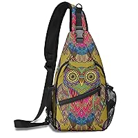 Owl Sling Bag Hiking Crossbody Backpack Travel Chest Bags Casual Shoulder Daypack for Women Men with Strap Lightweight Outdoor Sport Runners Climbing