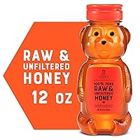 Nate's 100% Pure, Raw & Unfiltered Honey - Award-Winning Taste, 12oz. Honey Bear Bottle