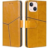 Flip Case for iPhone 14/14 Plus/14 Pro/14 Pro Max, Durable Leather Wallet Stand Phone Cover with Card Holder Magnetic Closure Shockproof TPU Inner Shell (Color : Yellow, Size : 14Plus)