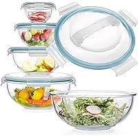  Superior Glass Mixing Bowls Set with Lids - 8-Piece with  BPA-Free lids, Space-Saving Nesting Bowls - Easy Grip & Stable Design for  Meal Prep & Food Storage - For Cooking, Baking