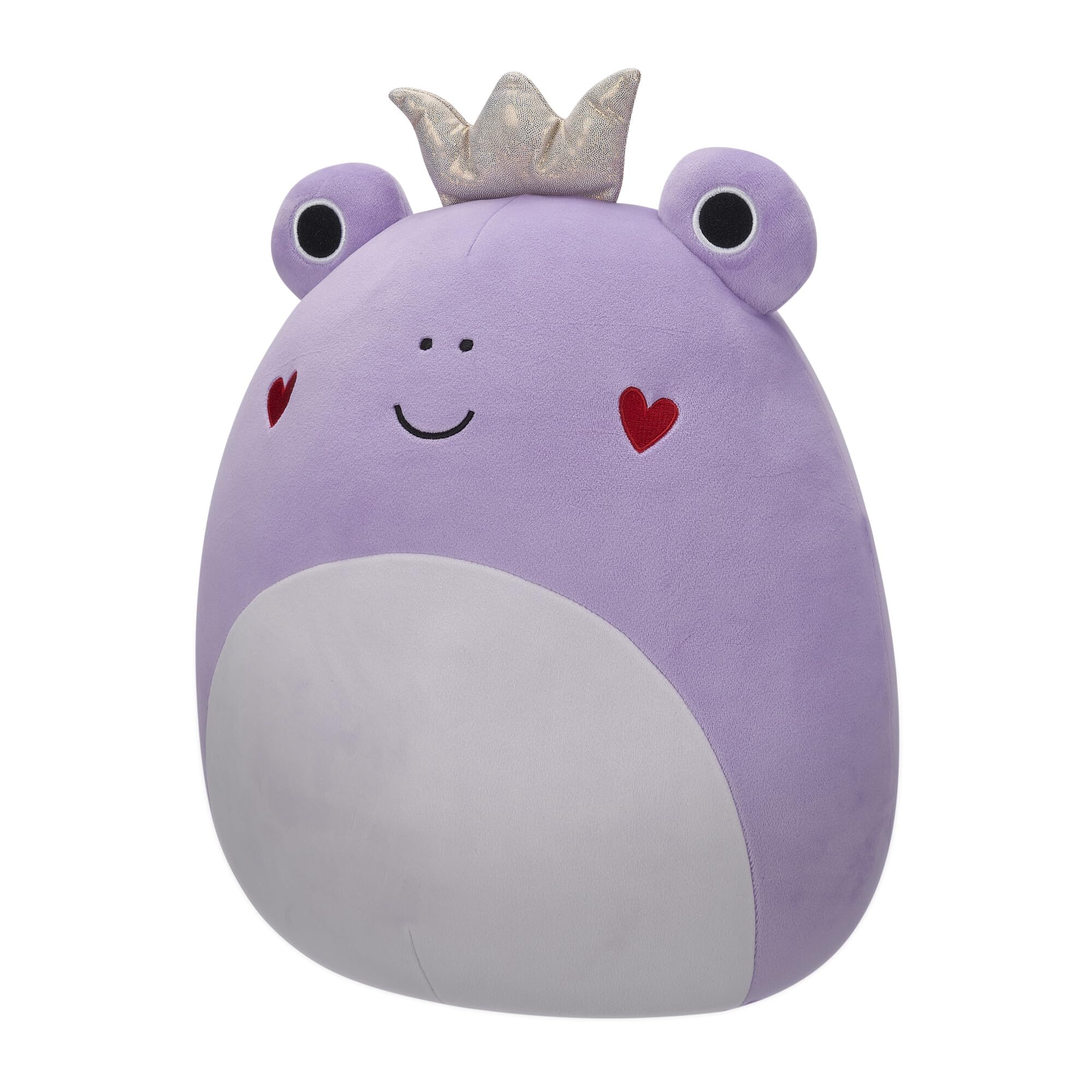 Squishmallows Original 14-Inch Francine Purple Frog with Heart Cheeks and Gold Crown - Official Jazwares Large Plush