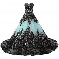 Women's Women's Vintage Gothic Wedding Dress Sweetheart Lace Appliques Prom Ball Gowns