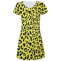 animalworld Yellow Cheetah Print All Over Juniors Cover-Up Beach Dress