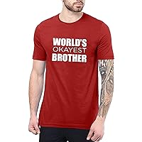 Red Worlds Okayest Brother Shirt - Funny Gifts for Brother Sarcastic Humorous Casual Streetwear Men's Graphic Tees [40007023-AT] | Okyest, M