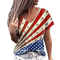 Womens 4Th of July Tops, Women Tie-dye Independence Day Fashion Printed Colorful Short Sleeve Blouse