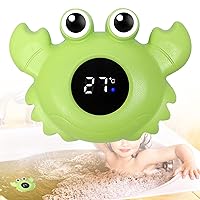 Baby Bath Thermometer Safety, Waterproof Bathtub Thermometer for Infant, Cute Crab Water Temperature Thermometer, Auto ON/Off Thermometer Floating Gift for Kids