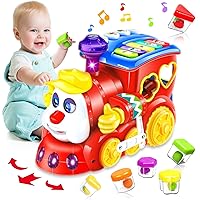 Toys for 1 Year Old Boy Girl Musical Train Baby Toys 6-12 12-18 Months,Early Educational Learning Montessori Girl Toys with Block/Music/Light Toddler Christmas Birthday Gifts Toys for 1 2 3 Year Old