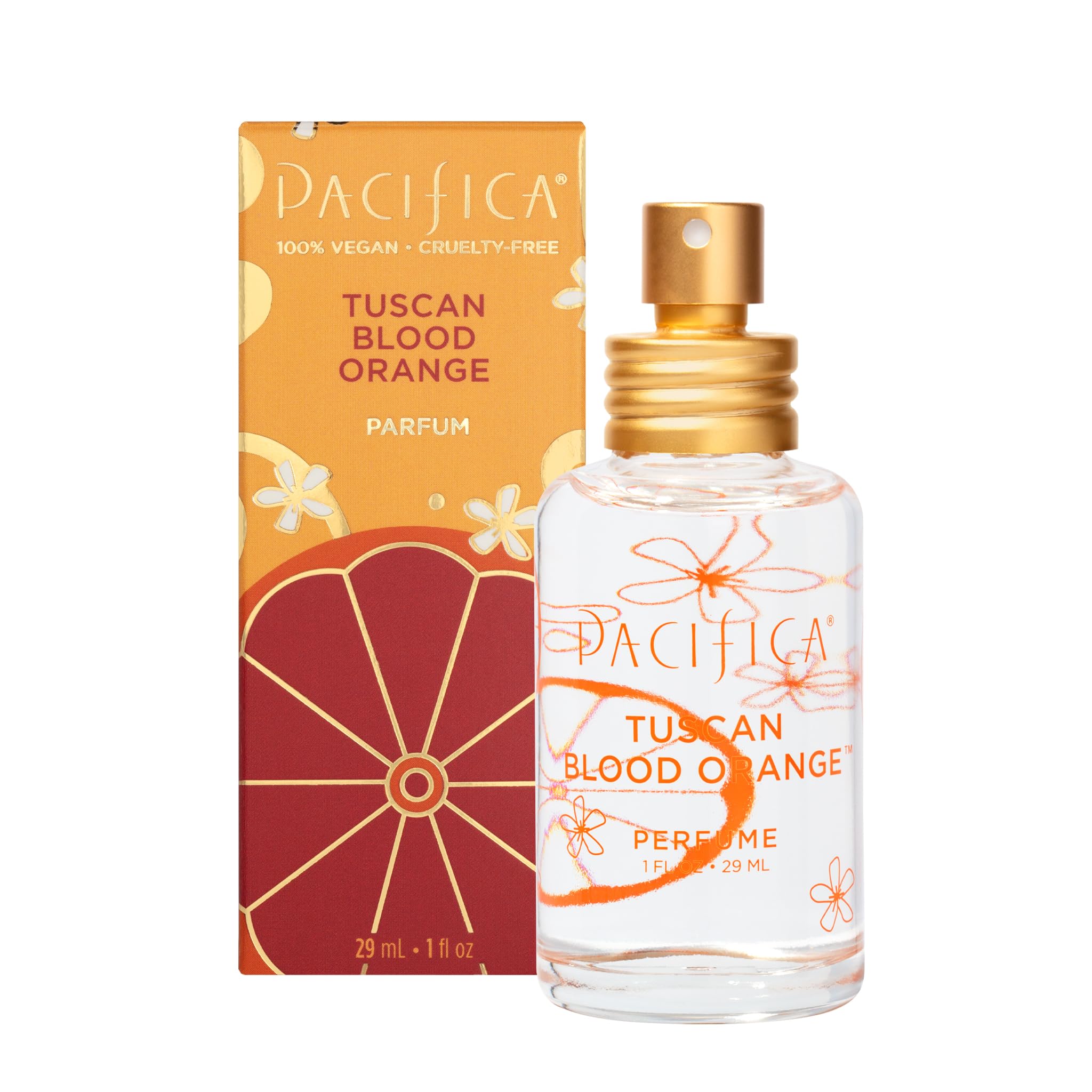 Pacifica Beauty, Tuscan Blood Orange Clean Fragrance Spray Perfume, Made with Natural & Essential Oils, Fresh Citrus Orange Scent, Vegan + Cruelty, Phthalate, Paraben-Free