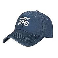 Hey Boo Hat for Men Women Trendy Distressed Cotton Trucker Hat Adjustable Sports Baseball Cap Black