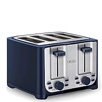 BELLA 4 Slice Toaster with Auto Shut Off - Extra Wide Slots & Removable Crumb Tray and Cancel, Defrost & Reheat Function - Toast Bread & Bagel, Blue