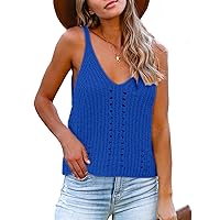 Womens V Neck Tank Tops Sweater Vest Knit Sleeveless Strappy Casual Sheer Pullover Sweaters Shirts Blouse