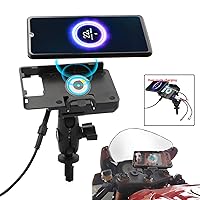 GUAIMI Motorcycle Phone Mount 2 in 1 Wireless/USB Quick Charger Holder 13-15mm Fork Stem Mount Mobile Phone Holder Cradle for YZF-R1/M/S 04-20 YZF-R6/S 06-20 GSX1300R Hayabusa 08-20 CBR600RR 07-18