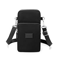 Oichy Small Crossbody Wallet Phone Bag Mini Shoulder Arm Bag Nylon Crossbody Bag Cell Phone Purse with Headphone Port (Black)