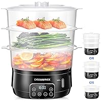 Food Steamer Electric, 13.7QT 3 Tier Digital Vegetable Steamer for Cooking With Appointment 800W, BPA Free, Dishwasher Safe, Auto Shutoff & Boil Dry Protection