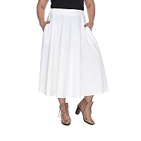 Women's High Waist Midi Skirt with Pockets