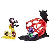 Marvel Stunt Squad Miles Morales vs. Prowler Toy Playset, 1.5-Inch Super Hero Action Figures, Ages 4 and Up