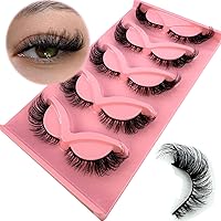 HBZGTLAD New 3D Cat-Eye Mink Eyelashes Curled Winged Natural Realistic Messy End Eye Elongated Thick False Eyelashes Soft Fake Eyelashes (V4)