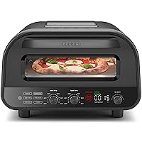 CHEFMAN Indoor Pizza Oven - Makes 12 Inch Pizzas in Minutes, Heats up to 800°F - Countertop Electric Pizza Maker with 5 Touchscreen Presets, Pizza Stone and Peel Included - Stainless Black