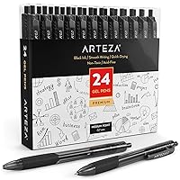 ARTEZA Retractable Gel Pens, Quick-Drying Black Ink, 0.7mm Medium Point, 24 Pack, Smooth Writing, Note Taking, College, School and Office Supplies