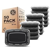 Meal Prep Containers [50 Pack] 1 Compartment Food Storage Containers with Lids, Bento Box, BPA Free, Stackable, Microwave/Dishwasher/Freezer Safe (16 oz)