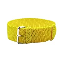 22mm Yellow Perlon Braided Woven Watch Strap with Silver Buckle