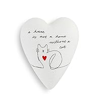 DEMDACO Without A Cat Classic White 3.5 x 3 Resin Stone Art Heart Keeper