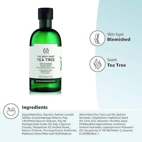 The Body Shop Tea Tree Skin Clearing Facial Wash, 13.5 Fl Oz (Vegan)