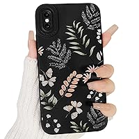 Compatible for iPhone Xs Max Case Cute Color Leaf Black Design for Girls Women Soft TPU Shockproof Protective Girly for iPhone Xs Max-Color Leaves