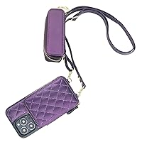 Bocasal A Stylish Crossbody Wallet Case for iPhone 13 Pro + A Leather Lipstick Case Holder
