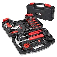 DNA MOTORING 39-Piece Household Tool Set General Repair Small Hand Tool Kit Storage Case for Home Garage Office College Dormitory Use, Red, TOOLS-00006