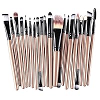 KOLIGHT® Set of 20pcs Cosmetic Makeup Brushes Set Powder Foundation Eyeliner Eyeshadow Lip Brush for Beautiful Female (Gold+Black)