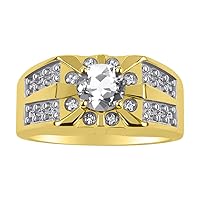 Rylos Mens Rings Yellow Gold Plated Silver Designer Starburst 7MM Oval Gemstone & Genuine Sparkling Diamond Ring Color Stone Birthstone Rings For Men, Men's Rings, Silver Rings, Sizes 8,9,10,11,12,13