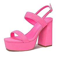 Platform Heels for Women Chunky High Heel Sandals Suede Ankle Strap Sexy Wedding Dress Pumps Square Toe Wedges Shoes