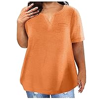 Plus Size Tops for Women, Women's Shorts Sleeve Shirts V Neck Casual Clothing Clothes Summer 2024 Trendy, L XXXXXL