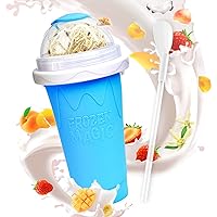 Frozen Magic Slushy Cup, Smoothie Cups with Lids and Straws, Slushie Maker Cup is Cool Stuff Things, Fasting Cooling Make Milkshake smoothie Freeze Beer - TIKT0K Trend Items Cool Gadgets-Blue