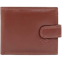 Mens Soft Leather Bi-Fold Money/Coin Wallet with Multiple Features - Mid Brown