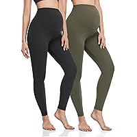 HOFISH Women's Maternity Leggings Over The Belly Soft Non-See-Through WorkoutYoga Pants Pregnancy Leggings