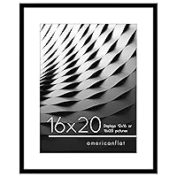 Americanflat 16x20 Picture Frame in Black - Use as 12x16 Picture Frame with Mat or 16x20 Frame Without Mat - Thin Border Photo Frame with Plexiglass Cover - Vertical or Horizontal Wall Display